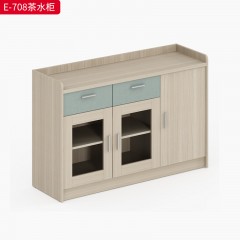 千匠一品 办公风格 E1级环保板+木纹饰面+玻璃+优质五金配件 时尚简约茶水柜E-707/E-708-L