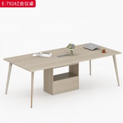 千匠一品 办公风格 E1级环保板+木纹饰面+五金脚+线盒 时尚简约会议桌E-7924Z-L