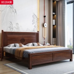 【特价产品】千匠一品 新中式风格 乌金木框架+松木床板+环保油漆 时尚优雅床6003 6006 6008 6009 6005 6011 8028-J
