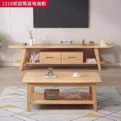 【特价产品】千匠一品 北欧风格 橡胶木 时尚简约双层简易电视柜121#-J