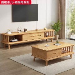 【特价产品】千匠一品 北欧风格 橡胶木 时尚简约圆棍茶几  电视柜-J