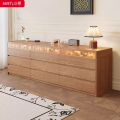 【特价产品】千匠一品 北欧风格 蜡木框架+玻璃 时尚大气九斗柜669-J
