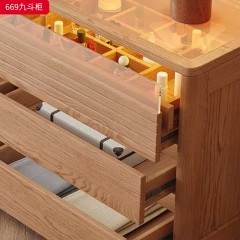 【特价产品】千匠一品 北欧风格 蜡木框架+玻璃 时尚大气九斗柜669-J