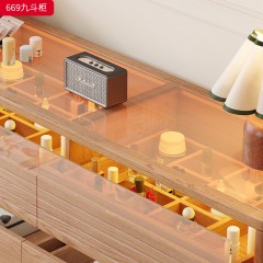 【特价产品】千匠一品 北欧风格 蜡木框架+玻璃 时尚大气九斗柜669-J