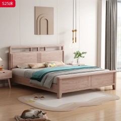 【特价产品】千匠一品 北欧风格 主材白蜡木+实木床边 时尚大气床S25-L
