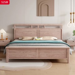 【特价产品】千匠一品 北欧风格 主材白蜡木+实木床边 时尚大气床S25-L