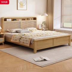 【特价产品】千匠一品 北欧风格 主材白蜡木+编藤+桉木芯床边 时尚大气床909-L