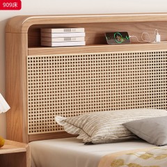 【特价产品】千匠一品 北欧风格 主材白蜡木+编藤+桉木芯床边 时尚大气床909-L