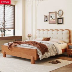 【特价产品】千匠一品 北欧风格 白蜡木+优质皮艺面料+高密度海绵+桉木芯床边 时尚大气床X285-L