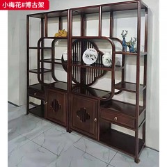 【特价产品】千匠一品 中式风格 橡木 时尚优雅博古架 小梅花/中抽-L