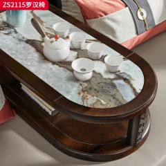 千匠一品 中式风格 黑檀木+生态真皮 时尚大气罗汉椅ZS2115-J