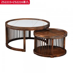 千匠一品 中式风格 黑檀木+岩板 时尚大气茶几ZS2215 ZS2216-L