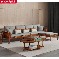 千匠一品 中式风格 金檀木+生态真皮 时尚大气沙发Y682-L