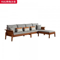 千匠一品 中式风格 金檀木+生态真皮 时尚大气沙发Y682-L