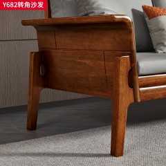 千匠一品 中式风格 金檀木+生态真皮 时尚大气沙发Y682-L