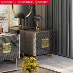 【精品】千匠一品 意式风格 榉木框架+烤漆+五金镀金 时尚大气茶几/电视柜QS9618-L