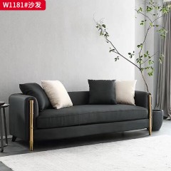 【精品】千匠一品 现代轻奢风格 绒布面料+高密度海绵+实木框架+五金脚架 时尚大气沙发W1181-J