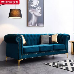 【精品】千匠一品 现代轻奢风格 布艺面料+高密度海绵+实木框架+金属饰条 时尚大气沙发W832B-L