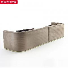 【精品】千匠一品 现代轻奢风格 布艺面料+高密度海绵+实木框架+金属饰条 时尚大气沙发W985-L