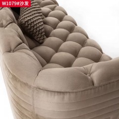 【精品】千匠一品 现代轻奢风格 布艺面料+高密度海绵+实木框架+金属饰条 时尚大气沙发W985-L