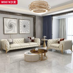 【精品】千匠一品 现代轻奢风格 布艺面料+高密度海绵+实木框架+五金脚架 时尚大气沙发W987-J