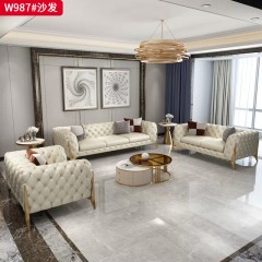 【精品】千匠一品 现代轻奢风格 布艺面料+高密度海绵+实木框架+五金脚架 时尚大气沙发W987-J