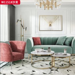 【精品】千匠一品 现代轻奢风格 布艺面料+高密度海绵+实木框架+五金脚架 时尚大气沙发W1151-J