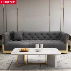 【精品】千匠一品 现代轻奢风格 布艺面料+高密度海绵+实木框架+五金底座 时尚大气沙发L03B-J