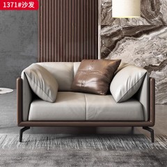 千匠一品 现代风格 仿真半皮+高密度海绵+实木框架+五金脚 时尚大气沙发1371-J