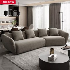 千匠一品 现代风格 麻布面料+高密度海绵+实木框架+五金脚 时尚大气沙发1401-J