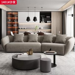 千匠一品 现代风格 麻布面料+高密度海绵+实木框架+五金脚 时尚大气沙发1401-J