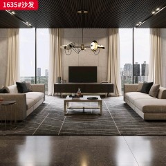 千匠一品 现代风格 麻布面料+高密度海绵+实木框架+五金脚 时尚大气沙发1635-J