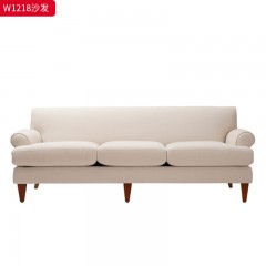 千匠一品 美式风格 优质布艺面料+实木框架+填充高密度海绵+实木脚 时尚大气沙发W1218-J