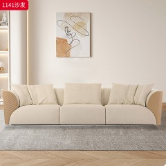 【精品】千匠一品 现代轻奢风格 优质布艺面料+皮艺面料+实木框架+填充高密度海绵 时尚大气沙发1141-L