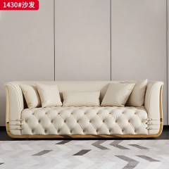 千匠一品 现代轻奢风格 仿真皮面料+高密度海绵+实木框架+五金脚架 时尚大气沙发1430-L