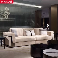 【精品】千匠一品 现代轻奢风格 仿真皮面料+高密度海绵+实木框架+五金底座 时尚大气沙发1459-L