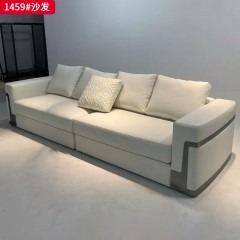 【精品】千匠一品 现代轻奢风格 仿真皮面料+高密度海绵+实木框架+五金底座 时尚大气沙发1459-L