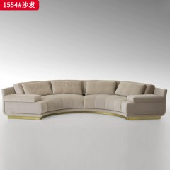【精品】千匠一品 现代轻奢风格 绒布面料+高密度海绵+实木框架+五金脚架 时尚大气沙发1554-L
