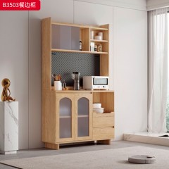 【特价产品】千匠一品 北欧风格 白蜡木框架+玻璃+洞洞板 时尚大气餐边柜B3503-L
