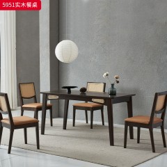 【特价产品】千匠一品 北欧风格 主材橡胶木+辅材实木多层板+编藤 时尚大气餐桌5951  餐椅5958-L
