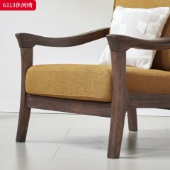 【特价产品】千匠一品 中式风格 南美进口胡桃木+优质布艺面料+高密度海绵 时尚优雅休闲椅6313-J