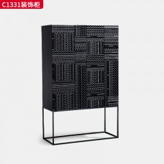 【特价产品】千匠一品 美式风格 门板为进口FAS级白蜡木+其它为实木多层板白蜡木皮 时尚大气装饰柜C1331-J