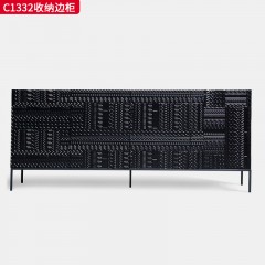 【特价产品】千匠一品 美式风格 门板为进口FAS级白蜡木+其它为实木多层板白蜡木皮 时尚大气收纳边柜C1332-J
