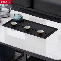 千匠一品 办公风格 岩板+碳素钢架子（含茶炉+垃圾桶） 时尚大气茶几09#-J