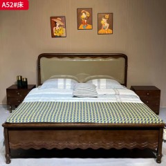 【特价产品】千匠一品 美式风格 生态真皮+高密度海绵+橡胶木+橡木床边+月牙结构+七根松木床子 复古经典床A52 A55 A35 A36-J