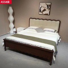 【特价产品】千匠一品 美式风格 生态真皮+高密度海绵+橡胶木+橡木床边+月牙结构+七根松木床子 复古经典床A52 A55 A35 A36-J