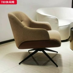 千匠一品 现代风格 优质棉麻+高密度海绵+內弯板+五金脚架 时尚大气休闲椅780-J