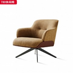 千匠一品 现代风格 优质棉麻+高密度海绵+內弯板+五金脚架 时尚大气休闲椅780-J