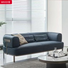 千匠一品 现代风格 优质皮 布艺面料+实木框架+高密度回弹海绵海绵+五金脚架 时尚大气沙发W93-J