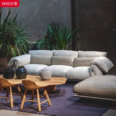 千匠一品 现代风格 优质皮 布艺面料+实木框架+高密度回弹海绵 时尚大气沙发W96-J